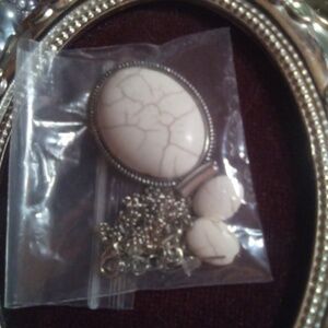 Stone fashion necklace and matching earrings